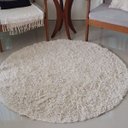 Ver imagem 1 de Tapete Algodão Pa Sala/Quarto Redondo 1,5x1,5-Cru Pelo Alto