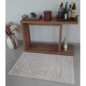 Tapete Algodão Par Sala/Quarto - 0,80 x 1,20 - Cor Cru Pelo Médio