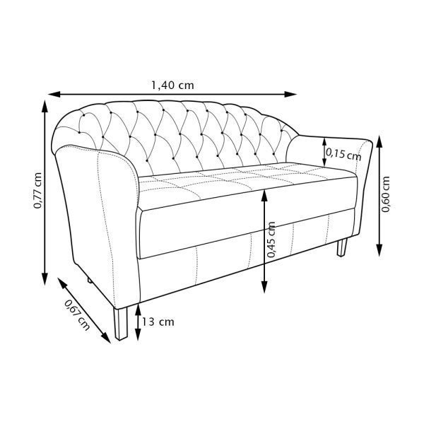 Conjunto Namoradeira + 2 Poltronas Opala Capitonê Suede Bege - 6