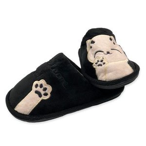 Pantufa Infantil Confortavel Design Gatinho Tamanho 30 31 Preta Felpuda
