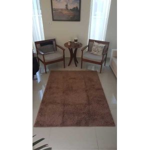 Tapete Algodão Par Sala/Quarto - 2,00 x 3,00 - Cor Marrom Pelo Médio