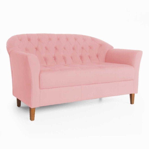 Namoradeira Opala Capitonê 1,40M 2 Lugares Pés Trapézio Suede Rose - 1