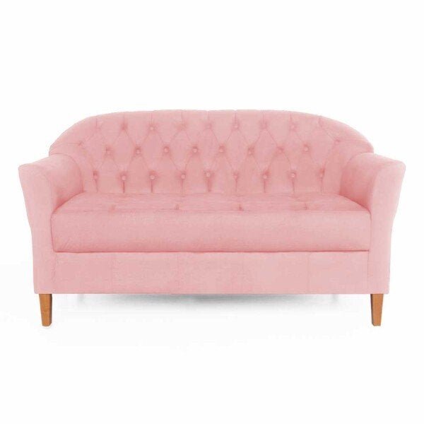 Namoradeira Opala Capitonê 1,40M 2 Lugares Pés Trapézio Suede Rose - 2