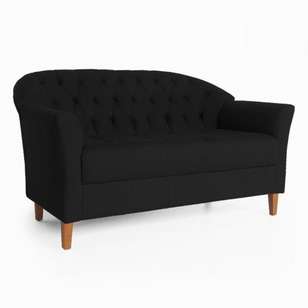 Conjunto Namoradeira + 2 Poltronas Opala Capitonê Suede Preto - 2