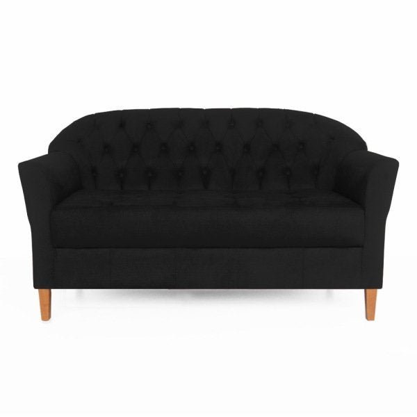 Conjunto Namoradeira + 2 Poltronas Opala Capitonê Suede Preto - 3