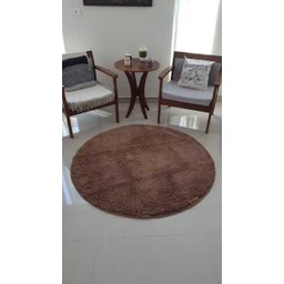 Tapete Algodão Par Sala/Quarto - Redondo - 1,20 x 1,20 - Cor Marrom Pelo Médio - 1