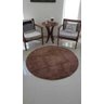 Tapete Algodão Par Sala/Quarto - Redondo - 1,20 x 1,20 - Cor Marrom Pelo Médio - 1