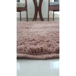 Tapete Algodão Par Sala/Quarto - Redondo - 1,20 x 1,20 - Cor Marrom Pelo Médio - 2