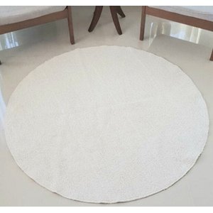Tapete de Algodão Redondo para Sala, Quarto e Escritório - Tamanho - 2,00 x 2,00M - Cor Cru Baixo