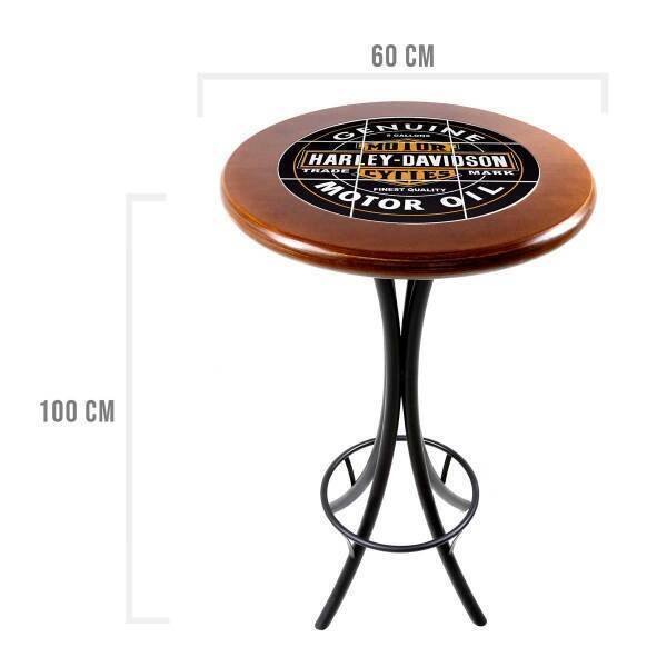 Mesa Bistro Redonda 60cm Alta de Madeira Maciça Azulejo para Boteco Bar Pub - Harley Dadivdson - Im - 3