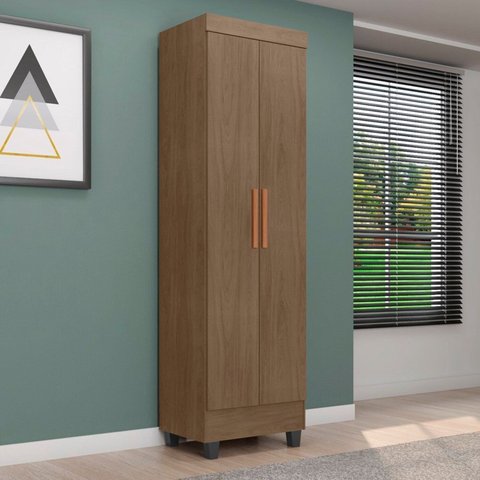 Armário Multiuso 2 Portas com 4 Prateleiras com Pés Lite Marrom/Carvalho Oak
