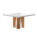 Ver imagem 1 de Mesa de Sala Jantar Valença C/ Tampo 135cm Madeirado Vidro Canto Reto - Imbuia/off White - Rufato