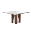 Ver imagem 4 de Mesa de Sala Jantar Valença C/ Tampo 135cm Madeirado Vidro Canto Reto - Imbuia/off White - Rufato