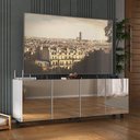 Ver imagem 2 de Rack Tv até 50 Polegadas 4 Portas com Rodízios e Espelhos Multimóveis Mp1080 Branco