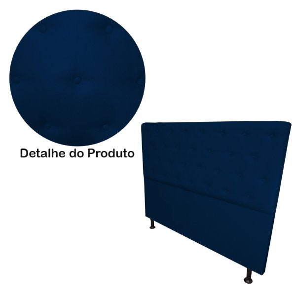 Cabeceira Solteiro Juliana 90cm Para Cama Box Suede Azul Marinho - DS Estofados - 5