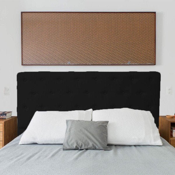 Cabeceira Solteiro Juliana 90cm Para Cama Box Suede Preto - DS Estofados - 2