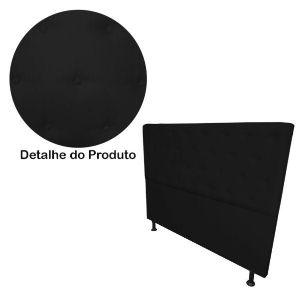 Cabeceira Solteiro Juliana 90cm Para Cama Box Suede Preto - DS Estofados - 5