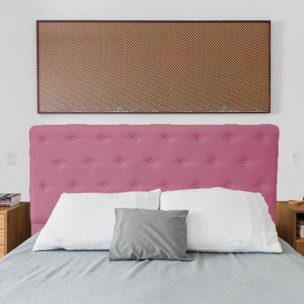 Cabeceira Solteiro Juliana 90cm Para Cama Box Suede Rosa - DS Estofados - 2