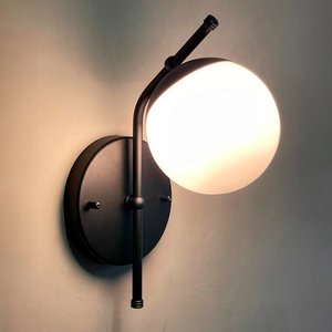 Kit 2 Arandela Luminária de Parede Preta com Globo Vidro 12cm para Quarto ou Corredor