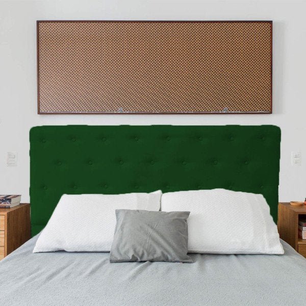 Cabeceira Casal Juliana 140cm Para Cama Box Suede Verde - DS Estofados - 2