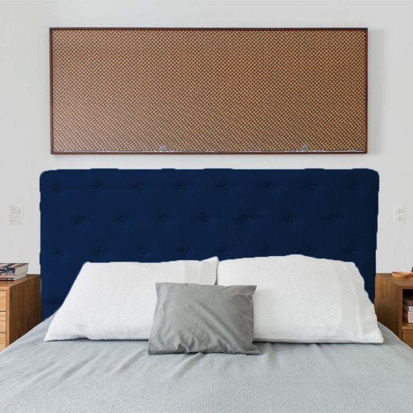 Cabeceira Casal Queen Juliana 160cm Para Cama Box Suede Azul Marinho - DS Estofados - 2