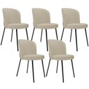 Ver imagem 1 de Kit 5 Cadeiras Sala de Jantar Estofada Gavi L02 Linho Bege Escuro - Lyam Decor