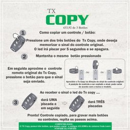 Controle Remoto 3 Canais Copiador Clonador Duplicador Clone Tx Copy Portão Alarme PPA RCG SEG MC GAR - 4