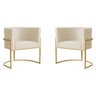 Kit 2 Poltronas Decorativa Sala de Estar Luana Base Gold Veludo Bege - Montanaris Decor Md Montanari - 1