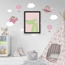 Ver imagem 2 de Quadro Jacarezinho Verde e Rosa 45x34cm - com vidro:Madeira preta