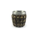 Ver imagem 1 de Copo Dose Shot Em Aço Inox Resina Modelo Mil Caveiras Colecionável Decorativo Whisky Vodka Tequila