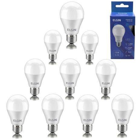 Kit com 10 Lâmpadas Bulbo Led A60 12w Bivolt 6500k