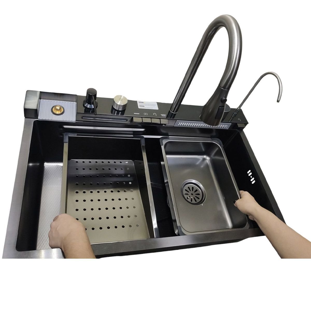 Cuba Gourmet Premium Pia Inox Inteligente Cozinha Torneira Painel Monocomando Agua Quente Fria Dispe - 7