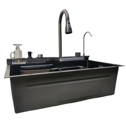 Cuba Gourmet Premium Pia Inox Inteligente Cozinha Torneira Painel Monocomando Agua Quente Fria Dispe - 2