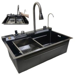 Cuba Gourmet Premium Pia Inox Inteligente Cozinha Torneira Painel Monocomando Agua Quente Fria Dispe - 1