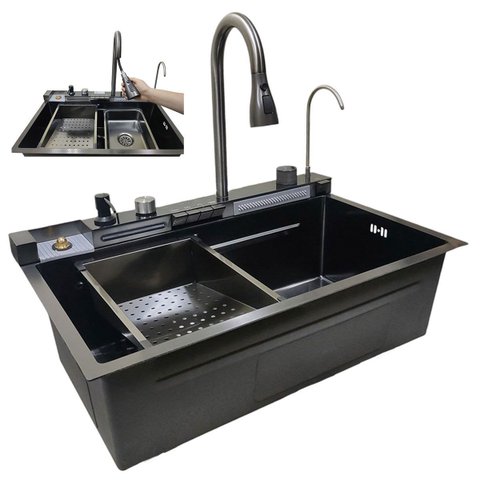 Cuba Gourmet Premium Pia Inox Inteligente Cozinha Torneira Painel Monocomando Agua Quente Fria Dispe