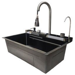 Cuba Gourmet Premium Pia Inox Inteligente Cozinha Torneira Painel Monocomando Agua Quente Fria Dispe - 11