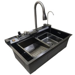 Cuba Gourmet Premium Pia Inox Inteligente Cozinha Torneira Painel Monocomando Agua Quente Fria Dispe - 15