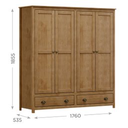 Guarda-roupa 4 Portas 2 Gavetas Topázio Madeira Freijó Pinus - Finestra - 3