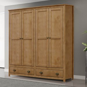 Guarda-roupa 4 Portas 2 Gavetas Topázio Madeira Freijó Pinus - Finestra