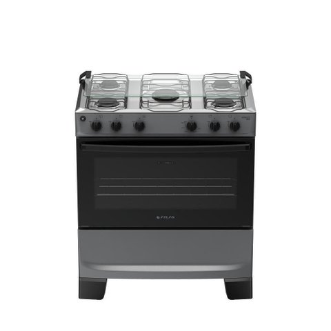 Fogão 5 Bocas Atlas Mônaco Plus Mesa de Inox Bivolt Titanium