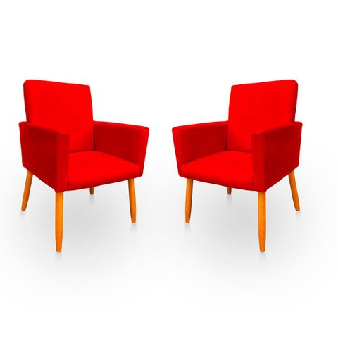 Kit 2 Poltronas Cadeira para Sala Confortável e Minimalista em Suede