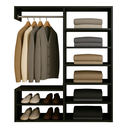 Ver imagem 3 de Closet Estante Supenso Mdf Aberto com Cabide e Sapateira de Parede:preto