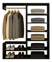 Ver imagem 3 de Closet Estante Supenso Mdf Aberto com Cabide e Sapateira de Parede:preto