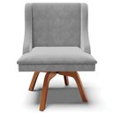 Ver imagem 7 de Kit 3 Cadeiras Decorativas Sala de Jantar Base Giratória de Madeira Firenze Suede Cinza/Natural G19