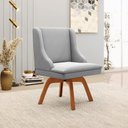 Ver imagem 2 de Kit 3 Cadeiras Decorativas Sala de Jantar Base Giratória de Madeira Firenze Suede Cinza/Natural G19