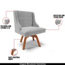 Ver imagem 4 de Kit 3 Cadeiras Decorativas Sala de Jantar Base Giratória de Madeira Firenze Suede Cinza/Natural G19