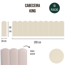 Cabeceira King Modulada Nuvem Cama Box Corino Marfim - 6