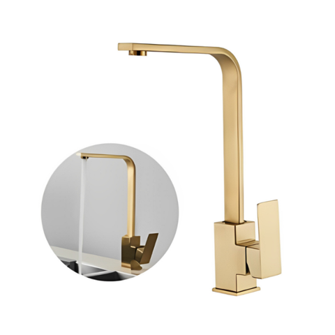 Torneira Gourmet Slim em L Cozinha Monocomando Misturador Cor Dourada - Brinovar
