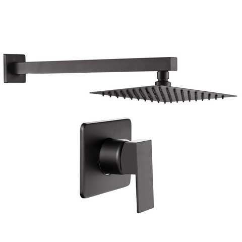 Kit Ducha 20x20 Slim C/ Acabamento P/ Registro Monocomando Base Docol 2000 de 3/4 Preto Fosco