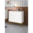 Ver imagem 2 de Cômoda Gaveteiro Classic New Branco Fosco com Madeira - MoveisAqui